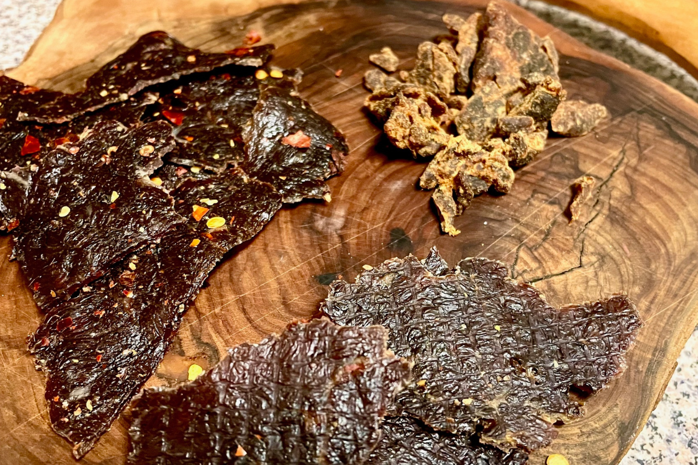 Beef Jerky on Cutting Board