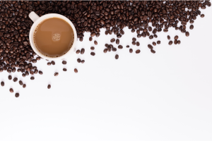 Coffee with coffee beans. Coffee is low carb