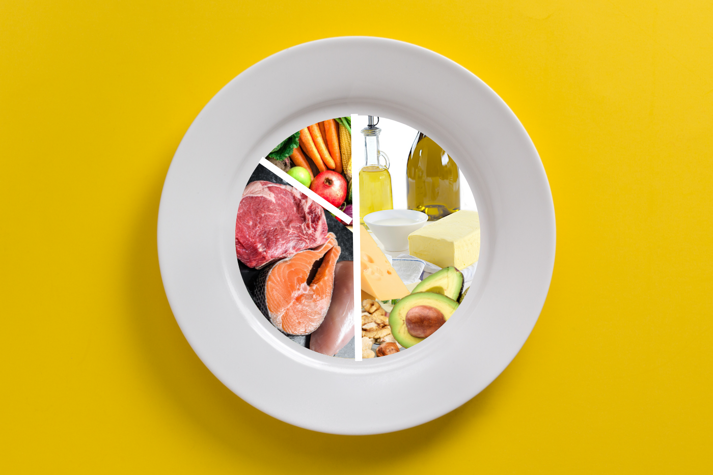 Low Carb macros ratio foods on a plate